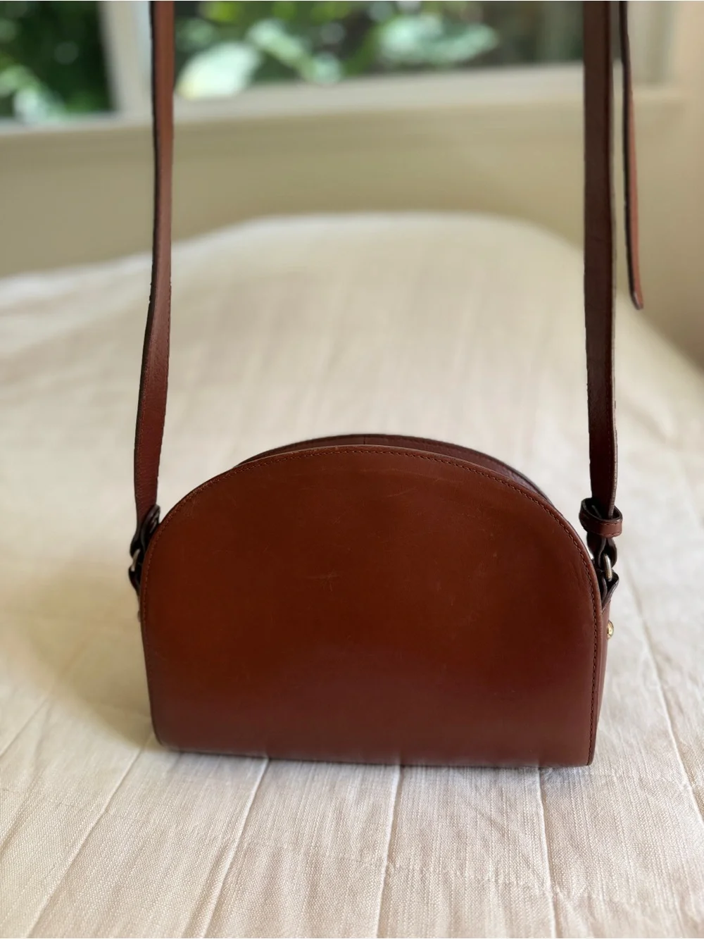 A.P.C. Demi-Lune Brown Leather Crossbody Bag - Picture 3 of 9